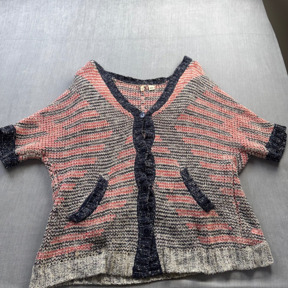 Moth Anthropologie Womens‎ Small Short Sleeve Cardigan Sweater Space Dye Knit